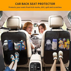 2 Pack Kick Mat Backseat Protector,Back Seat Cover for Kids,Car Seat Back Protectors with 2 Pocket Storage Organizer for Car, SUV, Minivan or Truck Seats (Black)