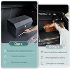 Car Trunk Organizer, Leather Trunk Organizer for SUV with Lid and Sturdy Handle Car Storage Organizer (Black, 20.47 x 11.42 x 12.2in)