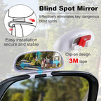 Clip on Blind Spot Mirror, HD Glass Frameless Convex Rear View Mirrors Exterior Accessories with Wide Angle Adjustable Stick for Car SUV and Trucks, White