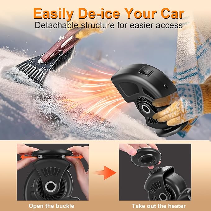 Car Heater,12V 150W Portable Heaters for Car,Plugs into Cigarette Lighter,360° Adjustable Fast Heating Auto Car Window Defroster Windshield Defogger,2 in 1 Heating & Cooling Automobile Heater(Black)