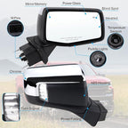 Right Passenger Side Mirror Compatible With 2019-2025 Chevy Silverado 1500 With Power Folding Heated Turn Signal Puddle Light Memory Temperature Sensor Blind Spot Chrome Replace#84898868(16Pins)