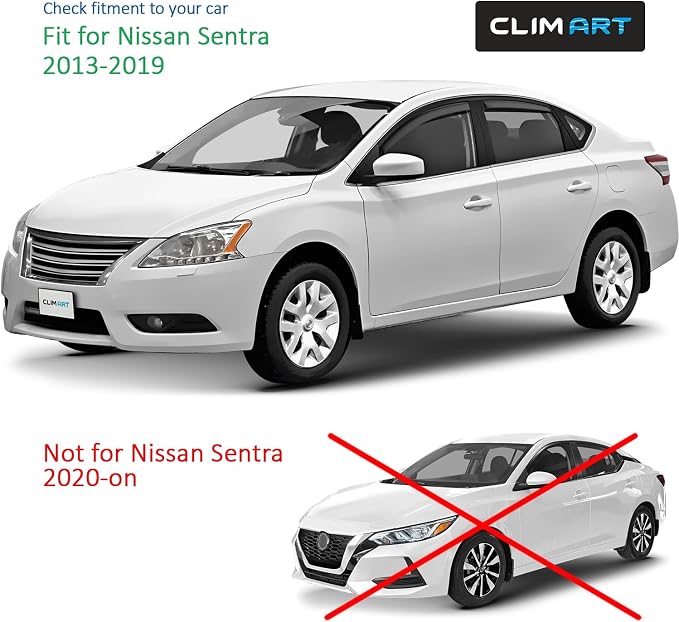 in-Channel Incredibly Durable Rain Guards for Nissan Sentra 2013-2019, Original Window Deflectors, Vent Window Visors, Vent Deflector, 4 pcs. - 613255