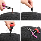 Roadside Emergency Tire Repair kit - 60pcs Tire Repair Screws, Easy Screw in Tire Plugs for Car Bycicle, No-Removal Rubber Tire Plug Screws Kit for Tubeless - Screwdriver, Pliers & Storage Case