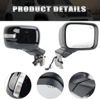 Passenger Side Mirror Compatible with Jeep Renegade 2015-2023 with Temperature Sensor Power Glass Heated with Turn Signal Blind Spot Manual Folding Bright Black Right Door Mirrors (7＋3 Pins)