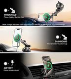 for MagSafe Car Mount Charger Dash/Windshield/Vent Wireless Car Charger with [LED Light], Strong Magnetic Phone Holder for Car for iPhone 17 16 15 14 13 12 Series, Fit MagSafe Accessories