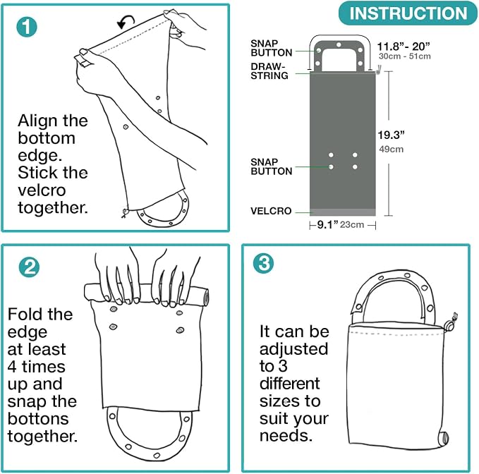 Waterproof Car Trash Bag Reusable Portable Garbage Can with Drawstring Top Adjustable Hanging Strap Leakproof & Washable for Cars SUVs & Trucks