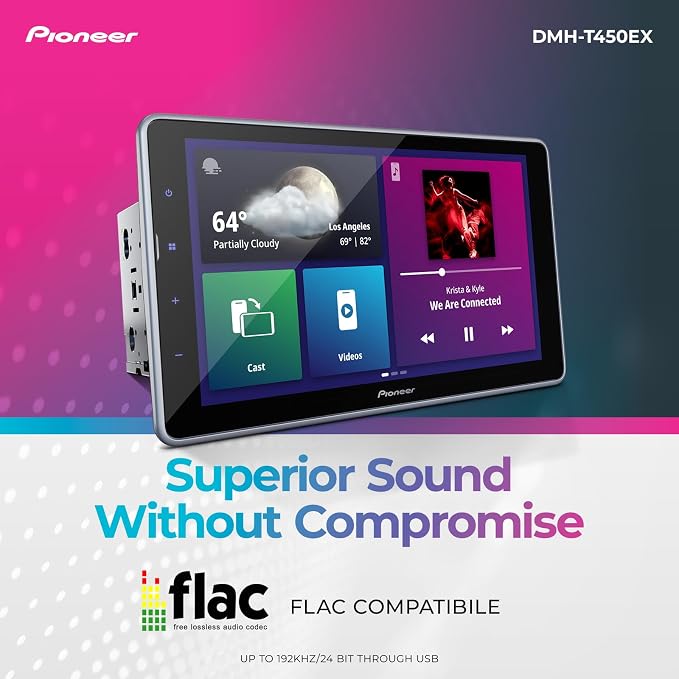 DMH-T450EX 9" Capacitive Touchscreen, Floating Display – Alexa, Bluetooth, Backup Camera, FLAC, Short Chassis, USB, AM/FM Radio, 13-Band EQ, RCA Preouts