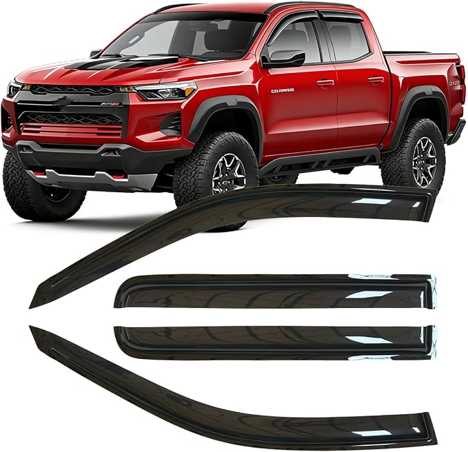 4pcs Original Shatterproof Window Wind Deflectors for 23-26 Colorado/Canyon | Tape-on Rain Guard Sets,Window Visors for Cars,Vent Deflector for 2023-2026 Colorado/Canyon Crew Cab 94218