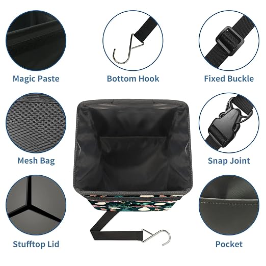 Car Trash Can – Multi-Purpose, Lightweight and Portable with Durable Water-Resistant Coating, No Installation Required, Practical and Ample Capacity, Variety of Colors.Mushroom