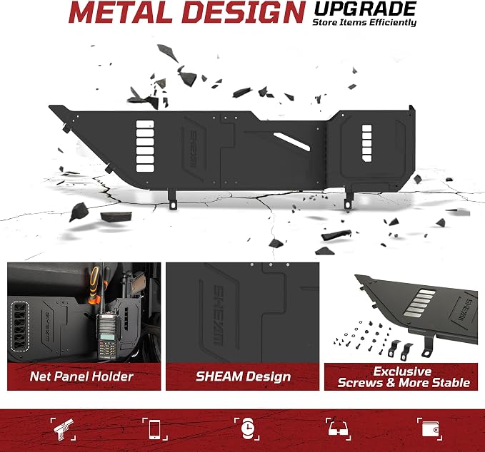 Metal Front Door Pocket Storage Box Compatible with 2018-2025 Jeep Wrangler JL 2/4 Door 4XE Gladiator JT, Car Side Insert Organizer Box Interior Accessories Replaces Weak Saggy Net -2PCS
