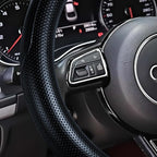 Haokay Heavy Duty Pure Cowhide Steering Wheel Cover, Genuine Leather Steering Cover with 15 Inches Universal Fit