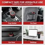 Car Trash Can with Lid, Leakproof Mini Garbage Bin for Car Cup Holder, Small Trash Can for Vehicle, Home & Office - Includes 30 Bags, Easy Clean (Black-Red)