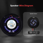 Pyle Marine Speakers -5.25 Inch 2 Way Waterproof and Weather Resistant Outdoor Audio Stereo Sound System with LED Lights,180 Watt Power and Low Profile Slim Style -1 Pair -PLMRS53BL (Black)
