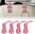 HZEL Bling Car Seat Headrest Hooks, 4PCS Crystal Rhinestone Vehicle Seat Back Hanger Holder for Purses Bag Handbags, Diamond Headrest Storage Organizer, Universal Auto Accessories (Pink)