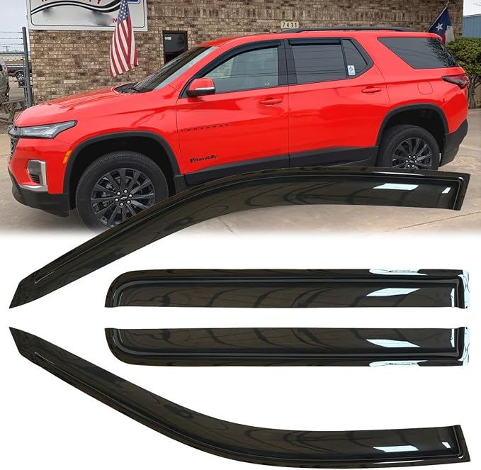 4pcs Side Window Wind Deflectors for 2018-2023 Traverse 94553 | Original, Shatterproof, Rainproof, Outside Mount Rain Guards Sets,Nice Looking Window Visors for Cars,Vent Deflector