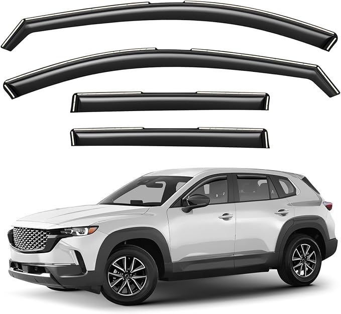 GrandWheel Window Deflectors Smoke Tinted in-Channel Side Window Vent Visor Deflectors Rain Guards Compatible with Mazda CX-50 2023-2026 - 4 pcs. GW0976