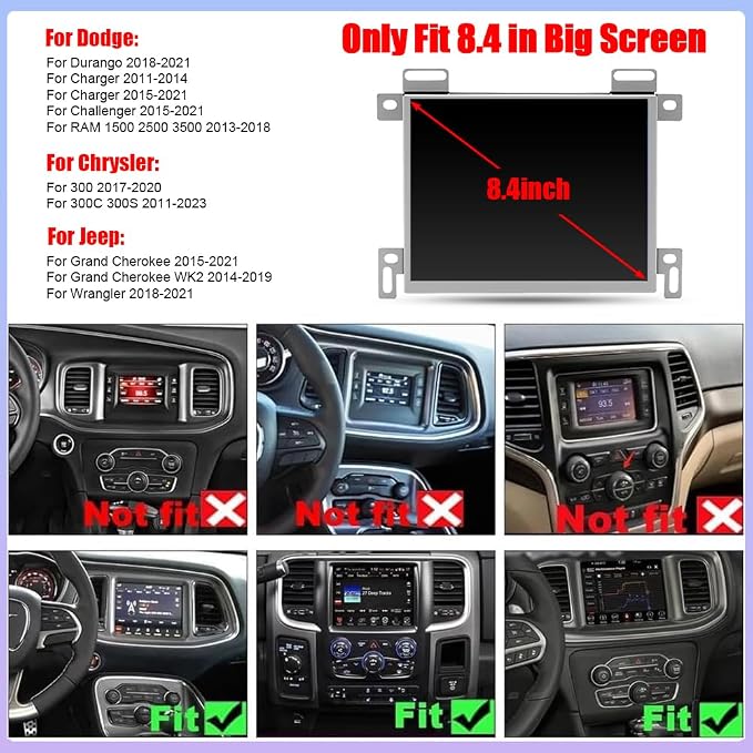 4Core 64G Android 14 Car Radio for Dodge Charger 2011-2014 with Wireless CarPlay and Android Auto, 8.4 Inch Touchscreen for Charger Car Stereo Head Unit w/Bluetooth GPS WiFi FM SWC Mirror Link Camera