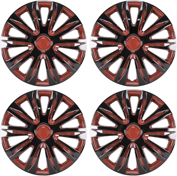 4-Pack 13 Inches Wheel Rim Cover Hubcaps,Redesign Fashion Style Replacement Hubcaps,Car Truck SUV Hub Accessories,Black&Red&Lacquer