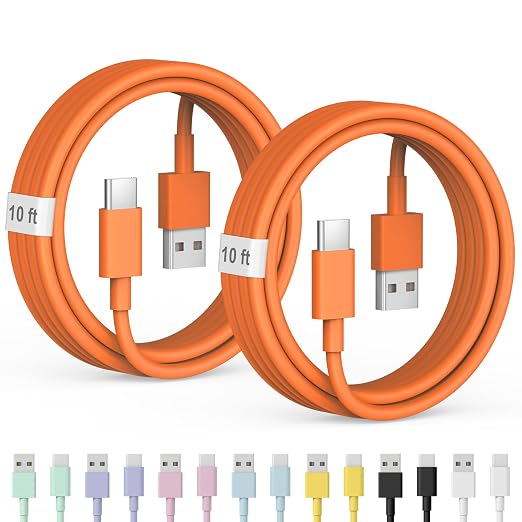 10FT Car Carplay Cable for iPhone 17 16 15 Cable USB to USB C Cable[Apple MFi Certified] USB C Carplay Cord,iPhone 17 Charger Cord,iPhone 16 Car Charger,USB to Type C Cable Car Charging Cable(Orange)