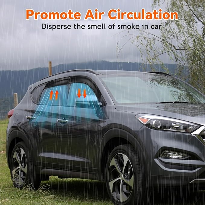 Rain Guards Compatible with 2016-2021 Hyundai Tucson, Set of 4 Front+Rear Tape-On Side Window Visor Wind Deflector Vent Visors Car Accessories