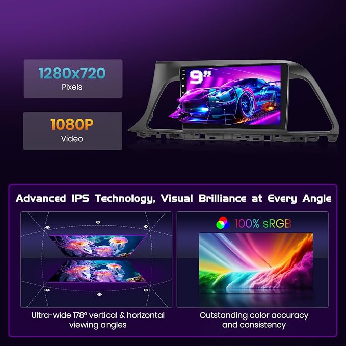 4+64GB Android 15 Car Stereo for Hyundai Sonata 2015-2017 Wireless Carplay Android Auto 9" Touch Screen Car Radio Dash Kit with GPS WiFi Bluetooth SWC DSP EQ Mirror Link Backup Camera