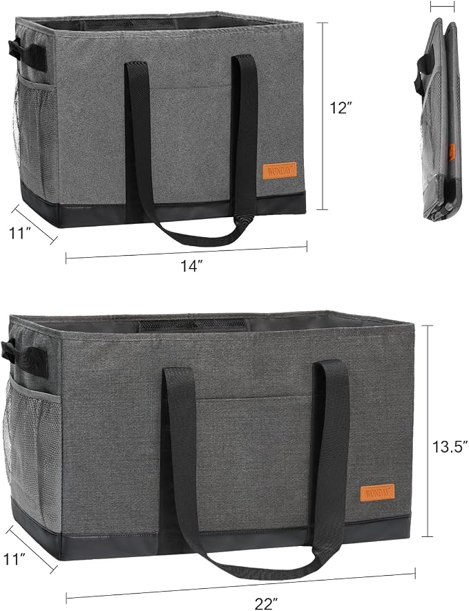 Extra Large Utility Tote Bag - Standing Reusable Grocery Bag with Handle, Collapsible Storage for Shopping, Beach