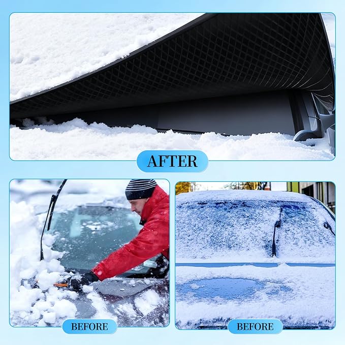 Windshield Cover for Ice and Snow - Heavy-Duty Winter Frost Guard with Side Mirror Pockets, Waterproof All-Weather Windproof Car Window Cover for Cars, Trucks, SUVs