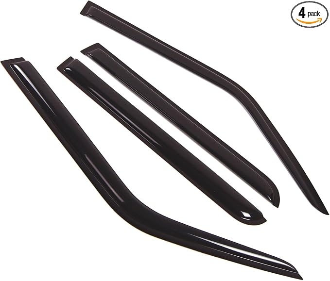 Outside Mount Window Vent Visors Rain Guards Compatible with Jeep Patriot 2007-2016 | Side Window Wind Deflectors Rain Shields | Black Tinted, 4 Pcs Set, BGWV-275