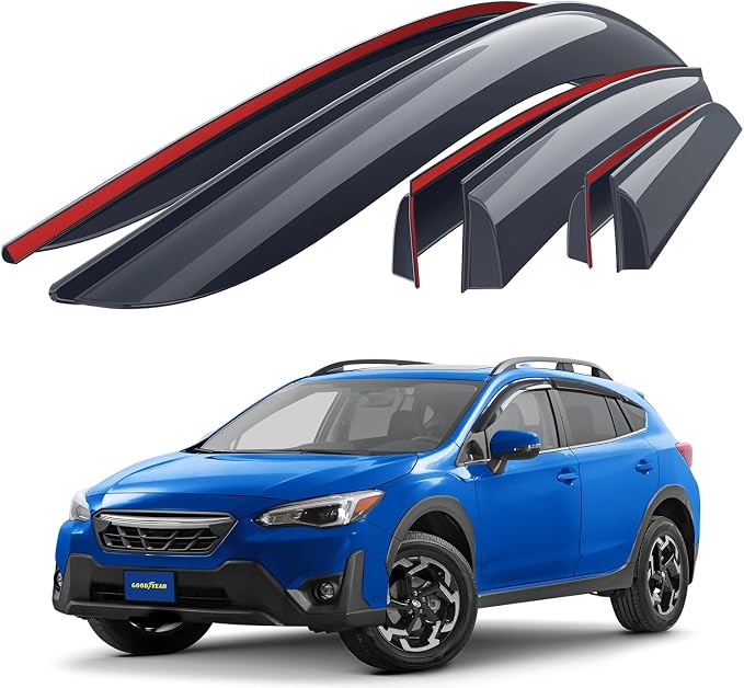 Goodyear Shatterproof Window Deflectors for Subaru XV Crosstrek 2018-2023, Tape-on Rain Guards, Window Visors, Vent Deflector Visor, Car Accessories, 6 pcs. - GY008880