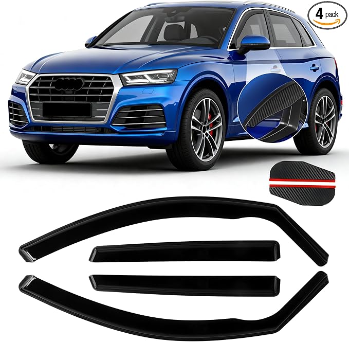 4pcs in-Channel Rain Guard Fit for Audi Q5/SQ5 8R 2009-2017, Smoke Tint Wind Deflector Window Visors Vent Shades Shields Car Accessories 2010 2011 2012 2013 2014 2015 2016