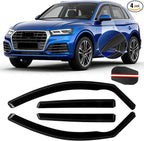 4pcs in-Channel Rain Guard Fit for Audi Q5/SQ5 8R 2009-2017, Smoke Tint Wind Deflector Window Visors Vent Shades Shields Car Accessories 2010 2011 2012 2013 2014 2015 2016