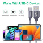USB to USB C Cable, (5-Pack, 3/3/6/6/10 ft) Fast Charging Type C Charger Cord for iPhone 17 16 15, Galaxy S25 S24 A17 A16, Pixel 10 9 and More