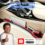 Car Seat Gap Filler Organizer 2Pcs,Car Accessories with Safety Hammer,2 in 1 No Drop Seat Guard with Storage Slot for Phone,Keys,Universal Interior Gap Filler for Cars SUV Truck,Beige