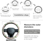 Retro Pink and Purple Flowers Steering Wheel Cover Auto Jacquard Steering Wheel Protector, Anti-Slip, Breathable, Absorbing Sweat, Universal Car Accessories 14.5–15 inch,Fit for Most Car, Trucks, SUV
