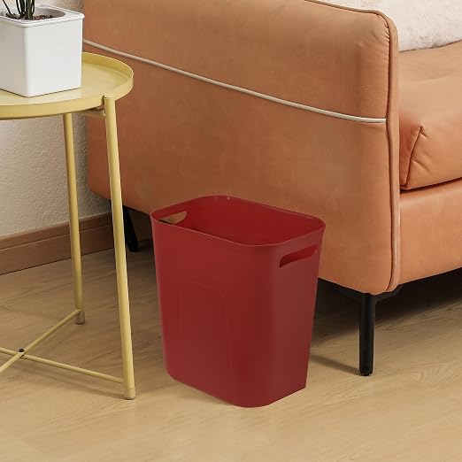 Plastic Small Bathroom Trash Can Wastebasket, 3.5 Gallon, Red | Compact Sturdy Garbage Can for Bathroom, Laundry Room, Kitchen, Office, Kids Room, Dorm, Durable, Easy to Clean