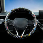 Multicolor Wildflower Steering Wheel Cover Auto Jacquard Steering Wheel Protector, Anti-Slip, Breathable, Absorbing Sweat, Universal Car Accessories 14.5–15 inch,Fit for Most Car, Trucks, SUV