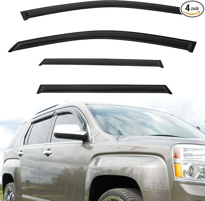 Window Rain Guard Compatible with 2010-2017 Terrain Out-Channel Smoke Tint Tape-On Vent Deflector Window Visors Car Accessories 4pcs