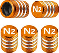 Tire Valve Stem Caps Cover - (5 Pack) Tire Air Cap N2 Nitrogen Metal with Plastic Liner Corrosion Resistant Leak-Proof for Car Truck Motorcycle Bike Orange