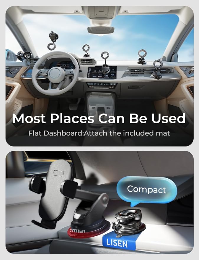 for Magsafe Car Mount, Magnetic Phone Holders for Your Car Vacuum, Phone Mount for Car Accessories for Women Men Jeep BMW, Suction Holder Kits, for iPhone 17 Pro Max 16 15 14 13 12,Carbon Fiber