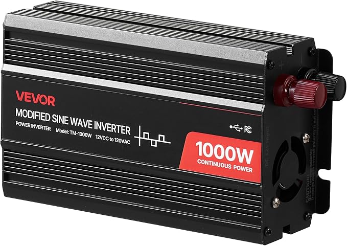 1000W Power Inverter, 12V DC to 120V AC Modified Sine Wave Inverter, Car Charger Converter with USB & Type-C Port, 2 AC Outlets, LED Indicator Light, Ideal for RV, Truck Outdoor Camping