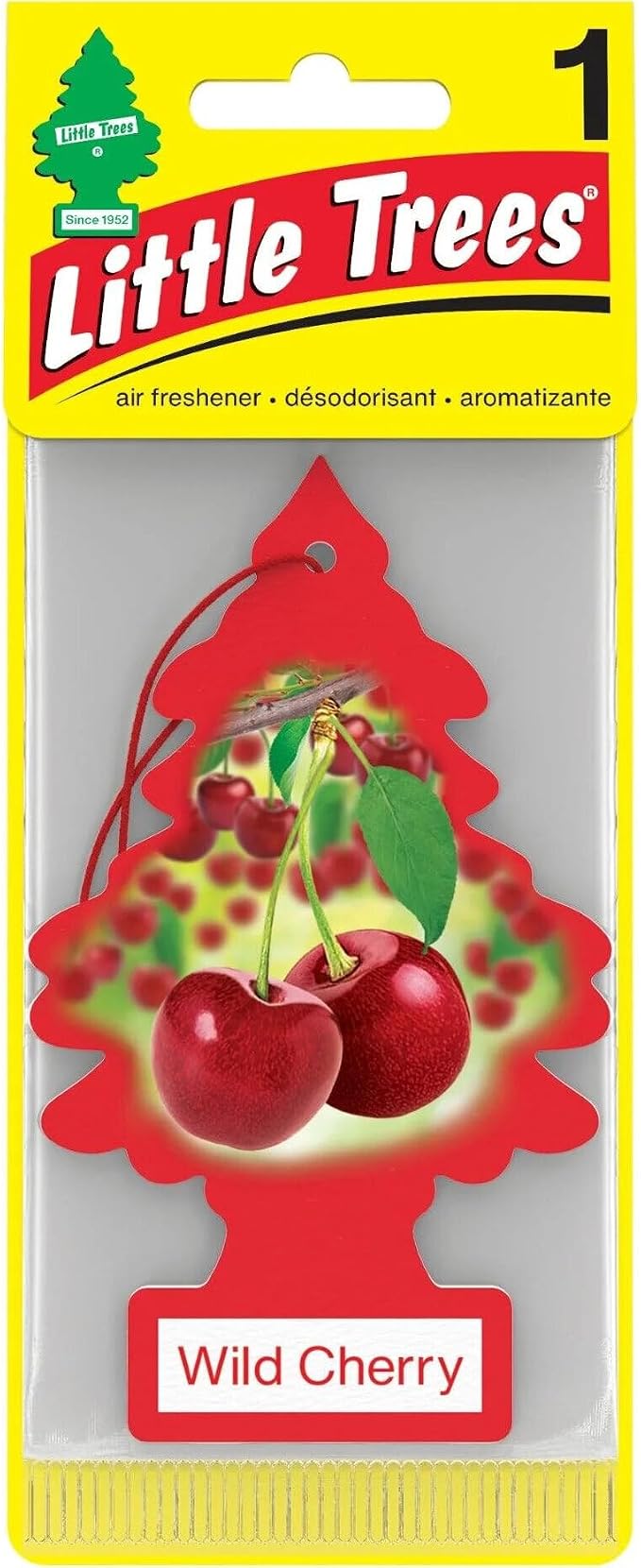 Car Air Freshener | Hanging Paper Tree for Home or Car | Wild Cherry | 4 Pack