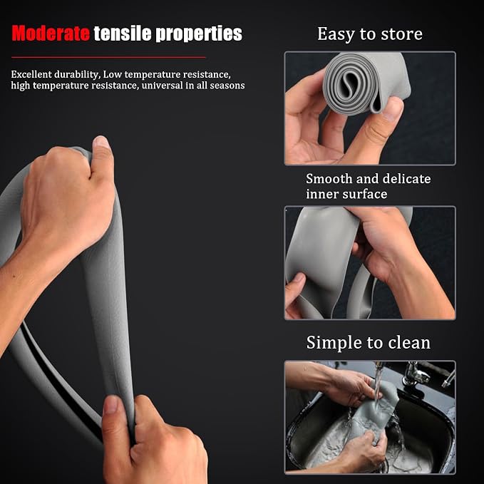 JDDRY Car Steering Wheel Cover,Silicone Steering Wheel Protector,Automotive Steering Wheel Protective Cover,Universal Fit(Gray,1PC)
