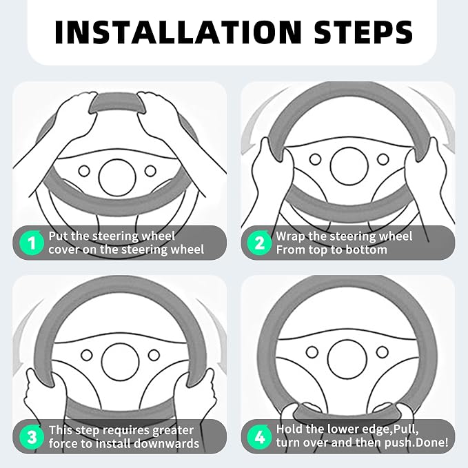 Car Steering Wheel Cover, 14.5-15inch Leather Anti-Slip Car Wheel Cover Protector, Safety Comfortable Desgin, Universal Auto Steering Wheels Accessories for Cars Truck SUV (Beige)