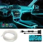 ABALDI El Wire Neon Light Car Interior LED Lights, Ambient Lighting Kits for Xmas Halloween Christmas Car Decoration(5m/16ft, Ice Blue)