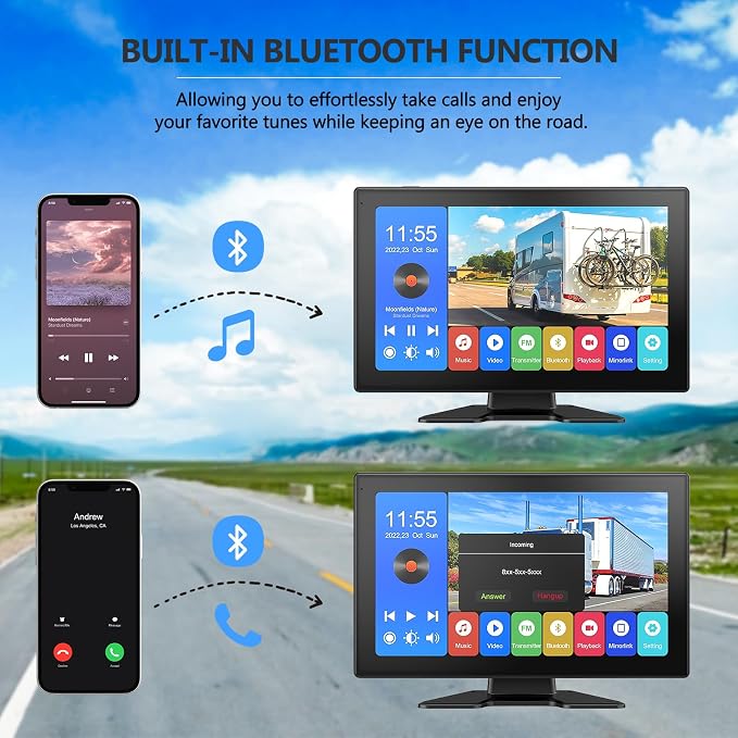 4K RV Backup Camera System 10.1" Quad Split Touchscreen Monitor 4 1080P HD Rear Side View Cameras DVR Recording Bluetooth Music USB Video Play IP69 Waterproof Night Vision for RV Truck Trailer