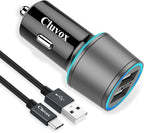 Rapid USB C Car Charger, Compatible for Samsung Galaxy S26/S25 Plus/Ultra/S24/S23/S22/S21/Note 20/10/S20/S10+/S9/A56/A36/A50/A70, Quick Charge 3.0 Dual USB 18W Fast Car Charger+ Type C Cable 6.6ft