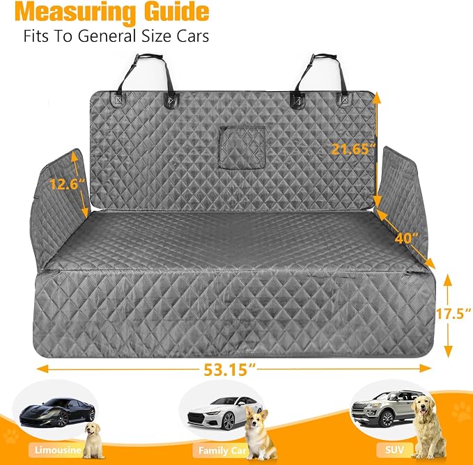 SUV Cargo Liner for Dogs, Waterproof Trunk Cover for SUVs with Bumper Flap Protector, Scratchproof Durable 600D Oxford Fabric, Non-Slip, Machine Washable