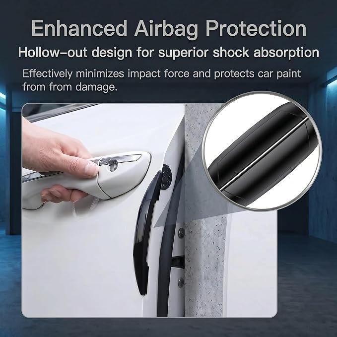 4 PCS Car Door Side Edge Protection Guards, PVC SRS Anti-collision Bumper Protector, Flexible Waterproof Door Edge Cushioning Strip, Universal Self-adhesive Accessory for Most Cars (Black)