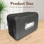 Upgraded 2 Pakc Large Car Tissue Holder PU Leather Tissues Box Cover Backseat Rectangular Napkin Holder for Car Fits for 120 Standard Kleenex Tissues Box for Car Organization Accessories Black