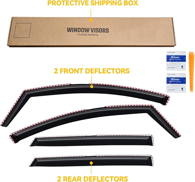in-Channel Rain Guards for Volkswagen (VW) Tiguan 2018-2024, Window Visor Shields Vent Deflector Shade Wind Dark Smoke 2019 2020 2021 2022 2023 18 19 20 21 22 23 24, Tape-On Inside-Mount, 4PCS